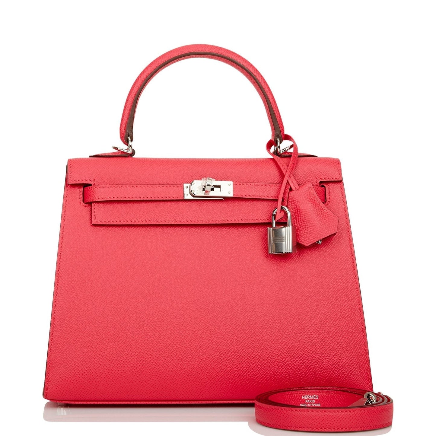 Hermes Kelly 25 Sellier Rose Extreme Epsom Palladium Hardware
