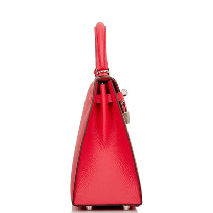 Hermes Kelly 25 Sellier Rose Extreme Epsom Palladium Hardware