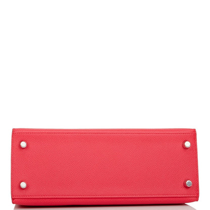Hermes Kelly 25 Sellier Rose Extreme Epsom Palladium Hardware