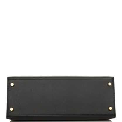 Hermes Kelly 28 Sellier Black Epsom Gold Hardware