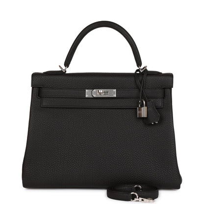 Hermes Kelly 32cm Retourne Black Togo Palladium Hardware