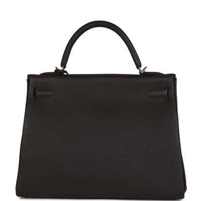 Hermes Kelly 32cm Retourne Black Togo Palladium Hardware