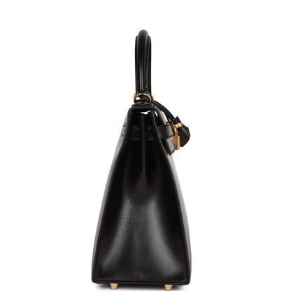 Hermes Kelly 28 Sellier Black Box Gold Hardware