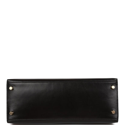 Hermes Kelly 28 Sellier Black Box Gold Hardware