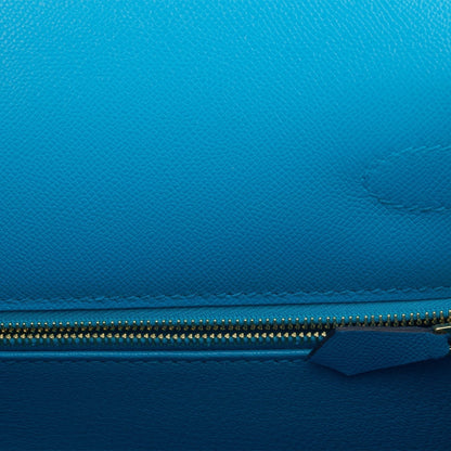 Hermes Kelly 28 Sellier Bleu Frida Epsom Gold Hardware