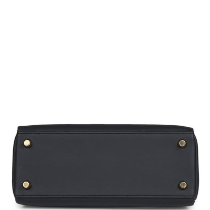 Hermes Colormatic Kelly 25 Retourne Caban, Black and Chai Swift Gold Hardware