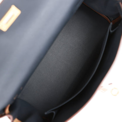 Hermes Colormatic Kelly 25 Retourne Caban, Black and Chai Swift Gold Hardware