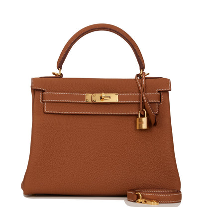 Hermes Kelly 28 Retourne Gold Togo Gold Hardware