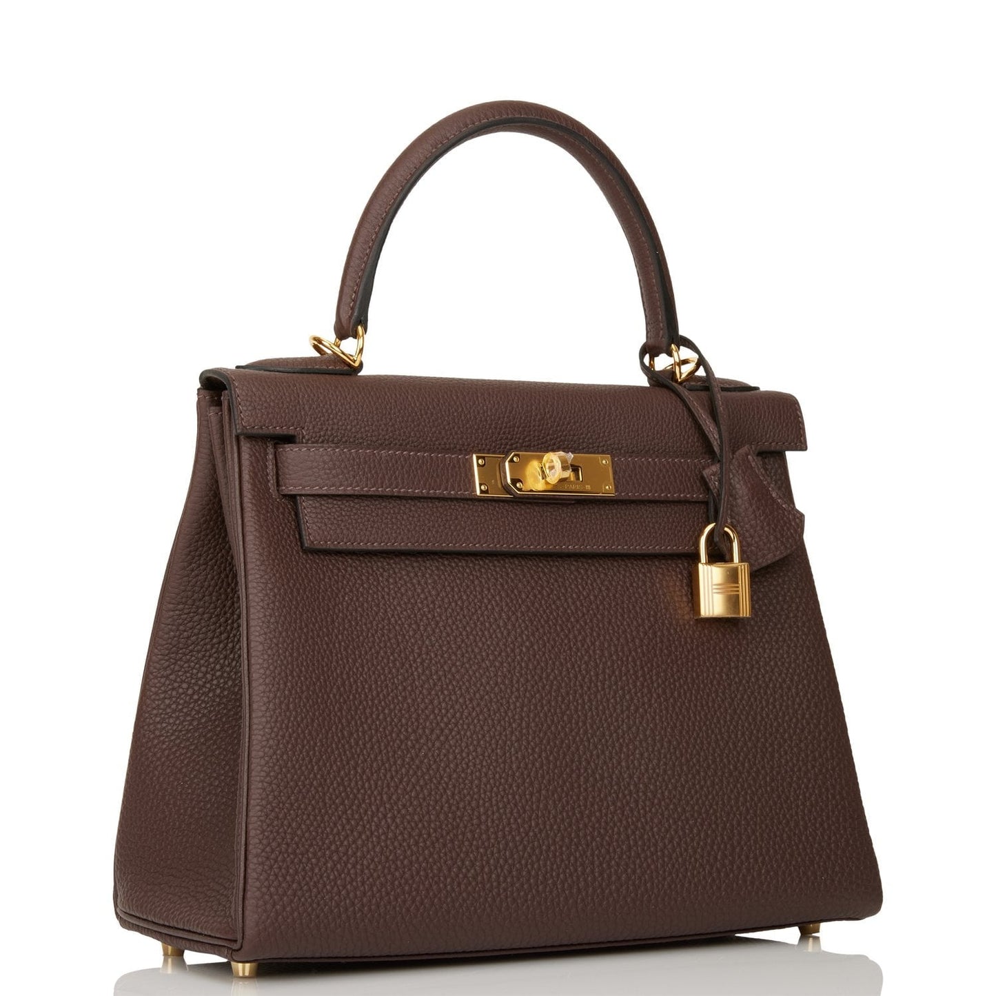 Hermes Kelly 28 Retourne Chocolate Togo Gold Hardware