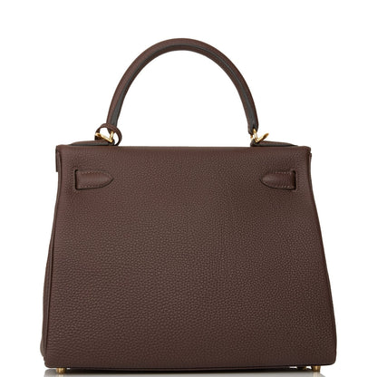 Hermes Kelly 28 Retourne Chocolate Togo Gold Hardware