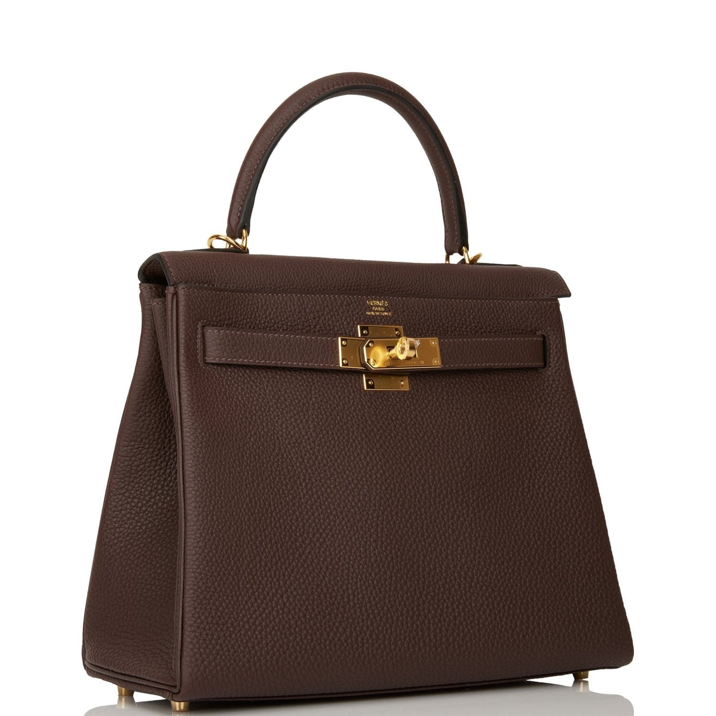 Hermes Kelly 28 Retourne Chocolate Togo Gold Hardware