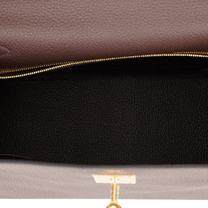 Hermes Kelly 28 Retourne Chocolate Togo Gold Hardware