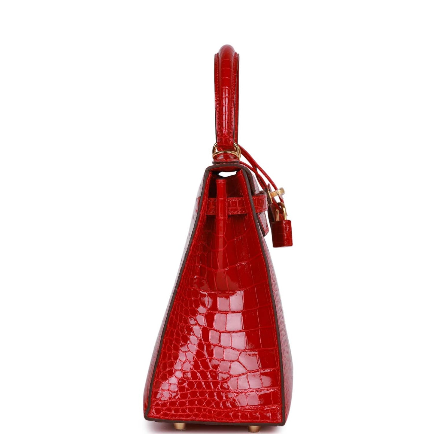 Hermes Kelly 25 Sellier Braise Shiny Porosus Crocodile Gold Hardware
