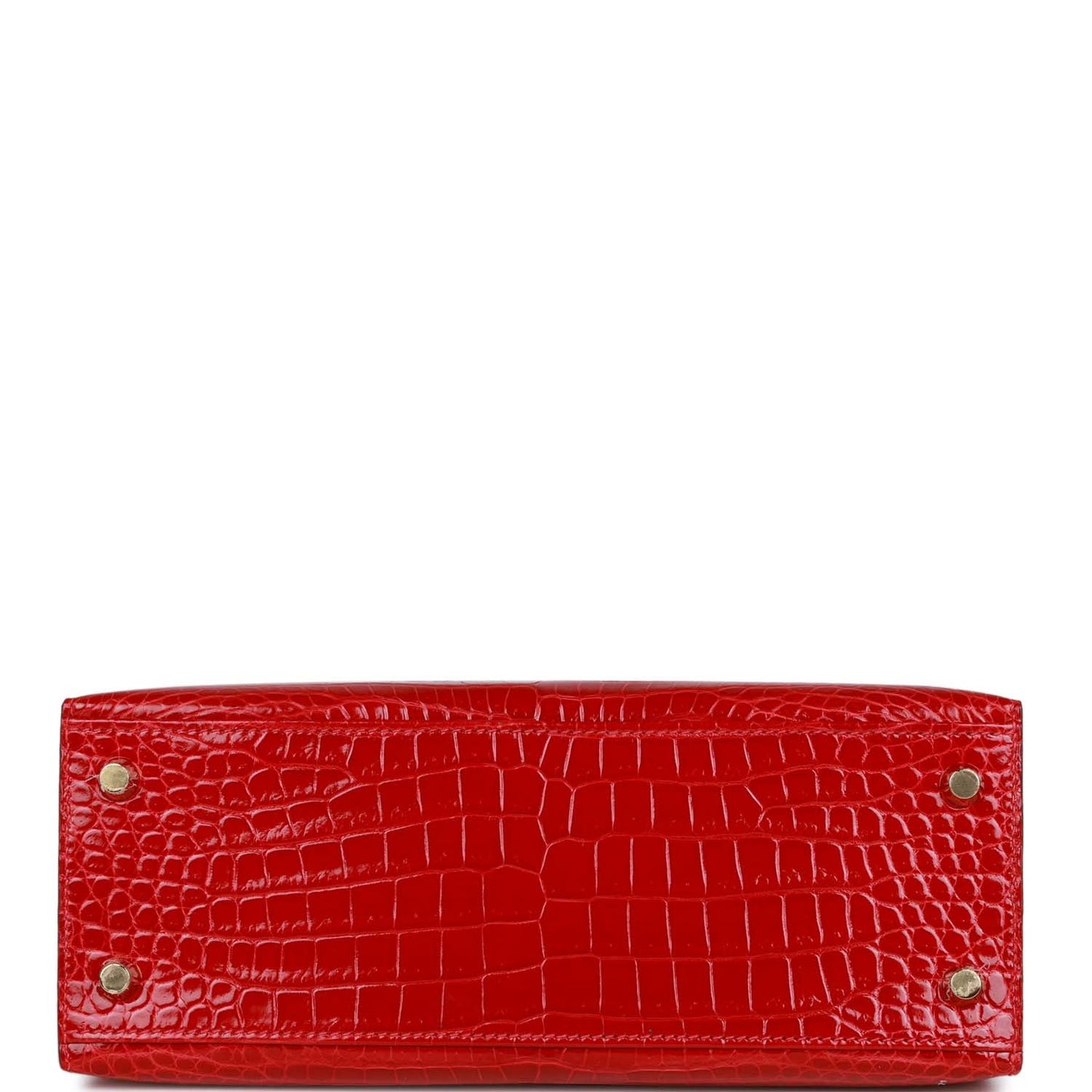 Hermes Kelly 25 Sellier Braise Shiny Porosus Crocodile Gold Hardware