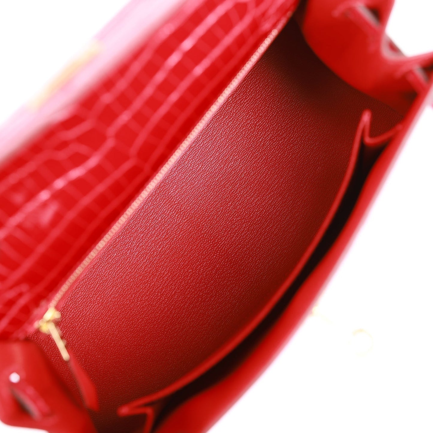 Hermes Kelly 25 Sellier Braise Shiny Porosus Crocodile Gold Hardware