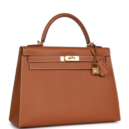 Hermes Kelly 32 Sellier Gold Epsom Gold Hardware