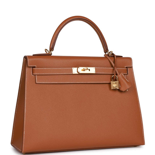 Hermes Kelly 32 Sellier Gold Epsom Gold Hardware