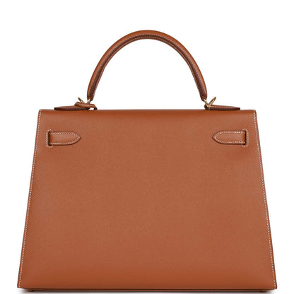 Hermes Kelly 32 Sellier Gold Epsom Gold Hardware