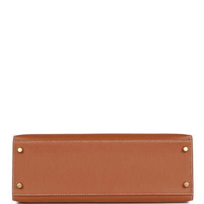 Hermes Kelly 32 Sellier Gold Epsom Gold Hardware