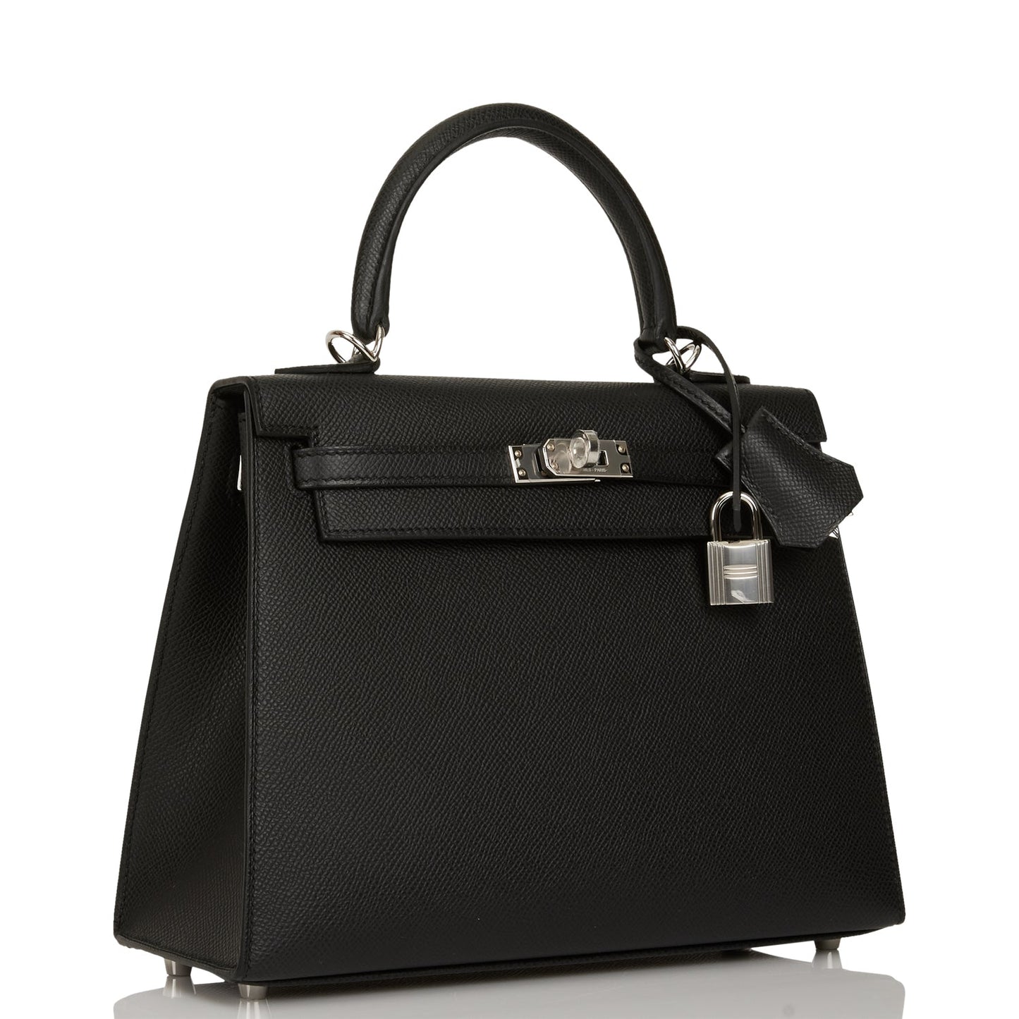 Hermes Kelly 25 Sellier Black Epsom Palladium Hardware