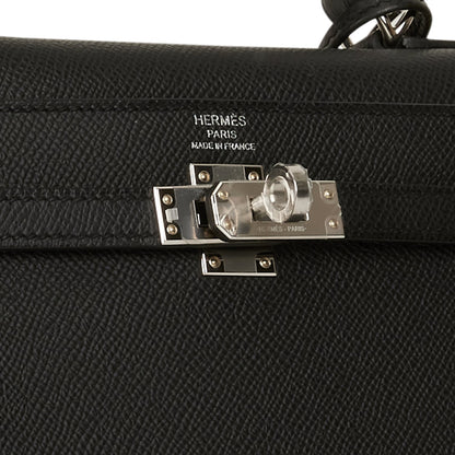 Hermes Kelly 25 Sellier Black Epsom Palladium Hardware