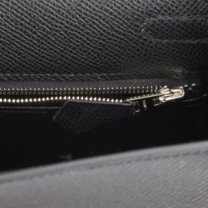 Hermes Kelly 25 Sellier Black Epsom Palladium Hardware