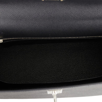Hermes Kelly 25 Sellier Black Epsom Palladium Hardware