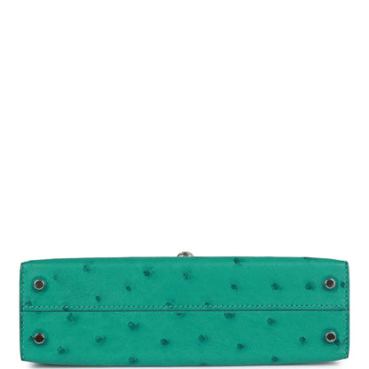 Hermes Kelly 20 Sellier Vert Verone Ostrich Palladium Hardware
