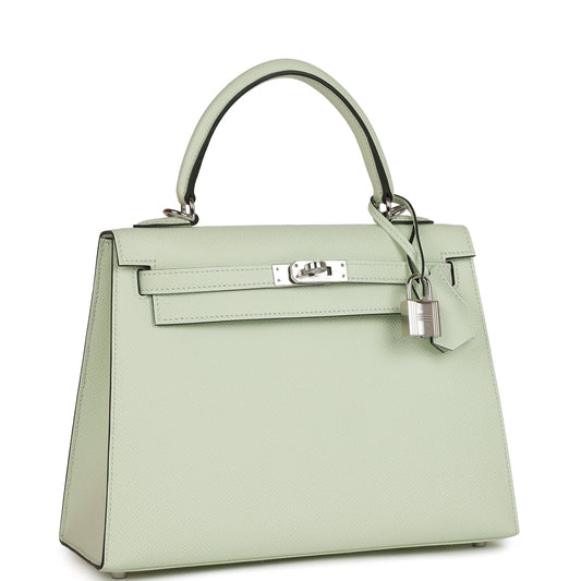 Hermes Kelly 25 Sellier Vert Fizz Epsom Palladium Hardware