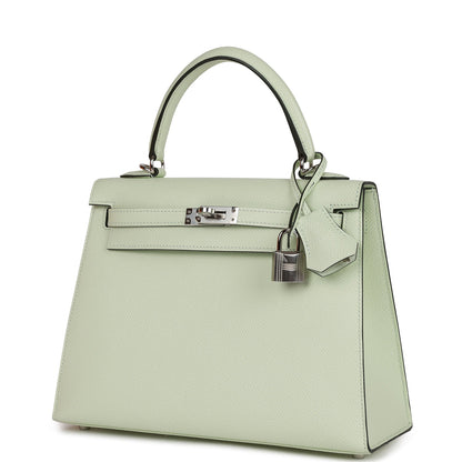 Hermes Kelly 25 Sellier Vert Fizz Epsom Palladium Hardware