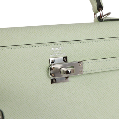 Hermes Kelly 25 Sellier Vert Fizz Epsom Palladium Hardware