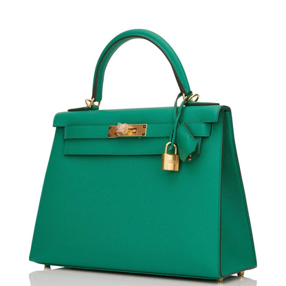 Hermes Kelly 28 Sellier Vert Jade Epsom Gold Hardware