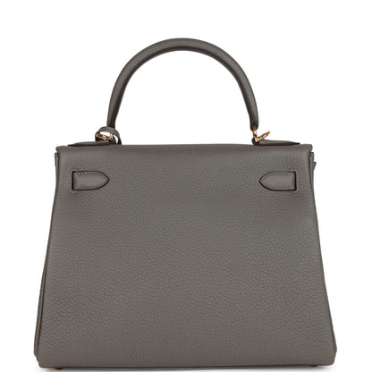 Hermes Kelly 28 Retourne Gris Meyer Clemence Gold Hardware