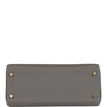 Hermes Kelly 28 Retourne Gris Meyer Clemence Gold Hardware
