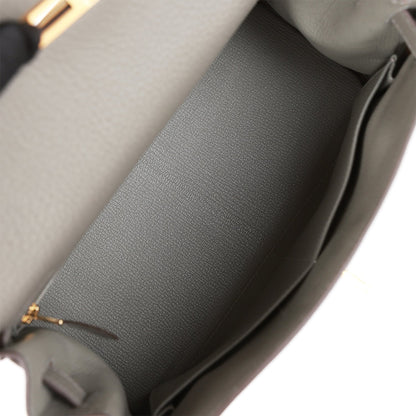 Hermes Kelly 28 Retourne Gris Meyer Clemence Gold Hardware