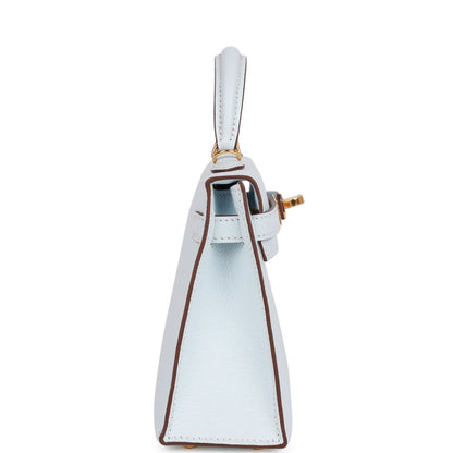 Hermes Kelly 20 Sellier Bleu Brume Chevre Gold Hardware