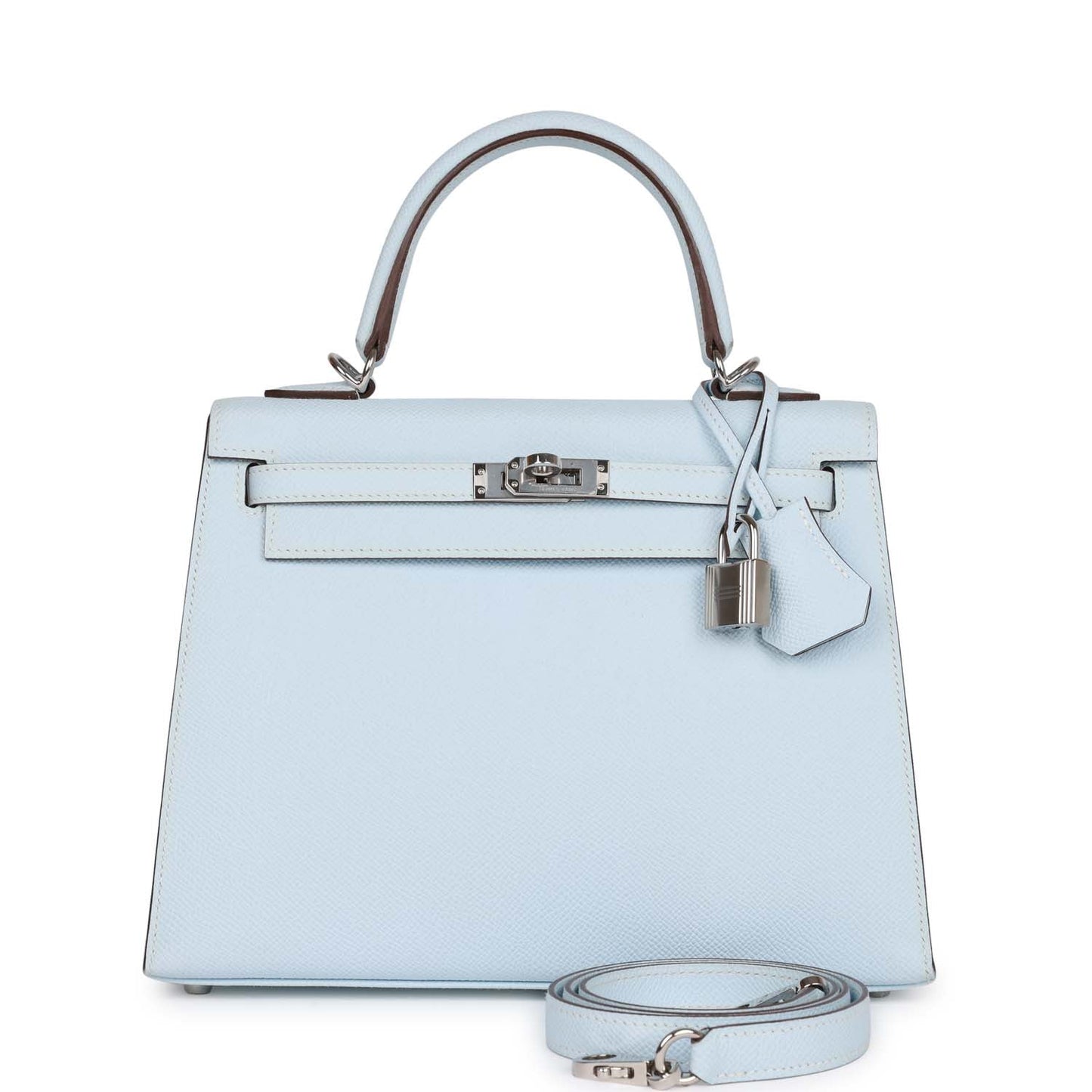 Hermes Kelly 25 Sellier Bleu Brume Epsom Palladium Hardware