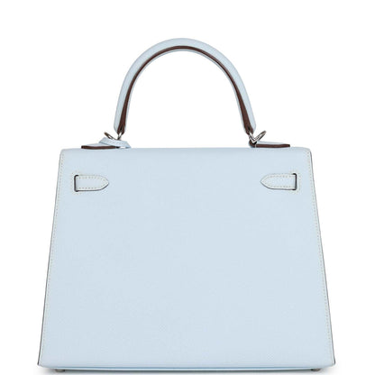 Hermes Kelly 25 Sellier Bleu Brume Epsom Palladium Hardware