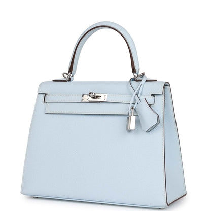 Hermes Kelly 25 Sellier Bleu Brume Epsom Palladium Hardware