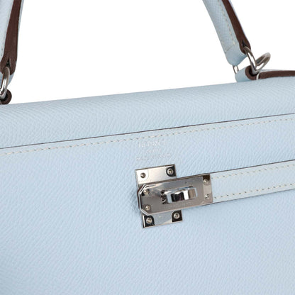 Hermes Kelly 25 Sellier Bleu Brume Epsom Palladium Hardware