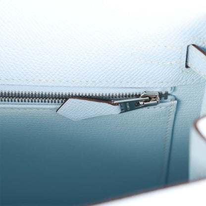 Hermes Kelly 25 Sellier Bleu Brume Epsom Palladium Hardware