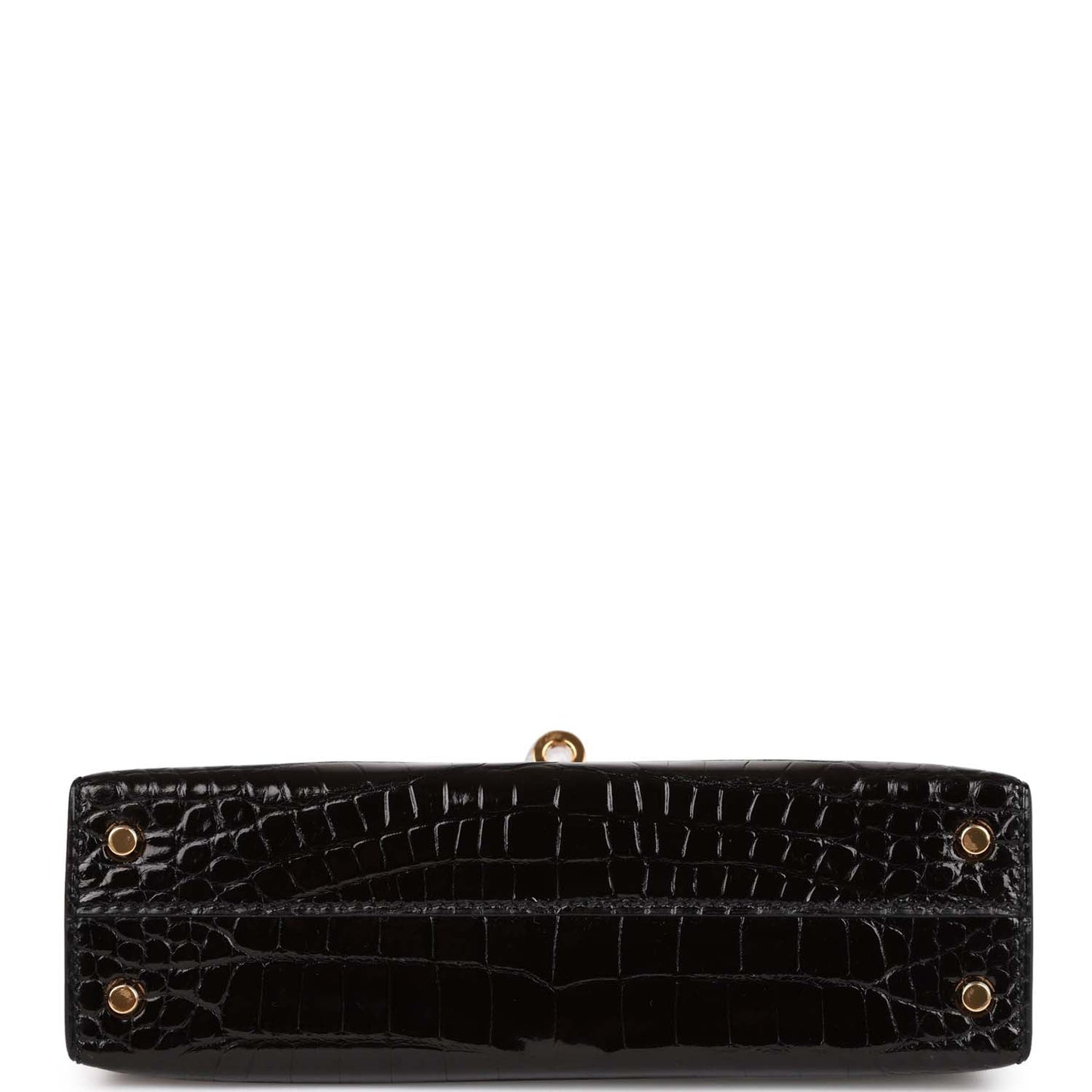 Hermes Kelly 20 Sellier Black Shiny Alligator Gold Hardware