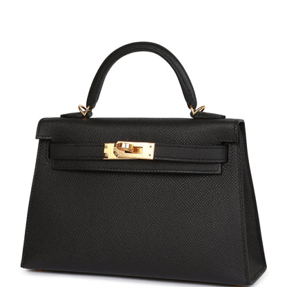 Hermes Kelly 20 Sellier Black Epsom Gold Hardware Deposit 1