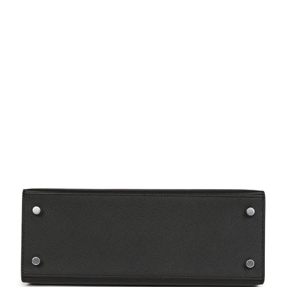 Hermes Kelly 25 Sellier Black Epsom Palladium Hardware