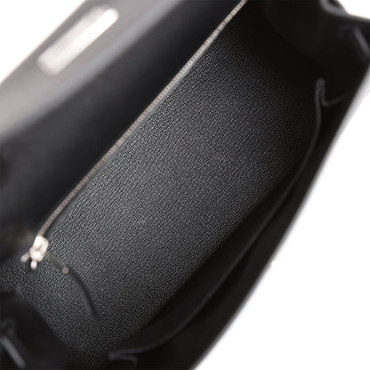 Hermes Kelly 25 Sellier Black Epsom Palladium Hardware