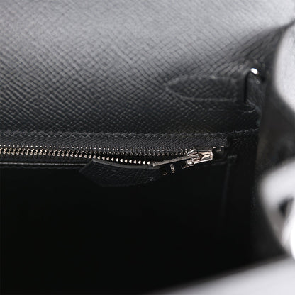 Hermes Kelly 25 Sellier Black Epsom Palladium Hardware