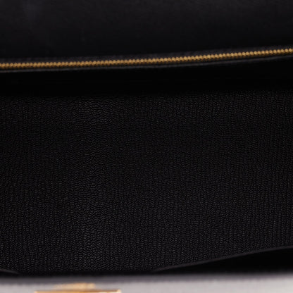 Hermes Kelly 28 Sellier Black Epsom Gold Hardware
