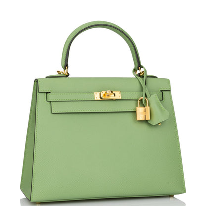 Hermes Kelly 25 Sellier Vert Criquet Epsom Gold Hardware