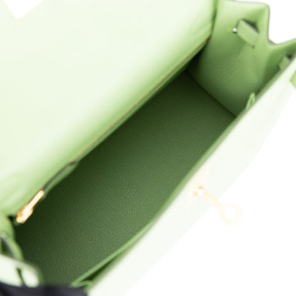 Hermes Kelly 25 Sellier Vert Criquet Epsom Gold Hardware