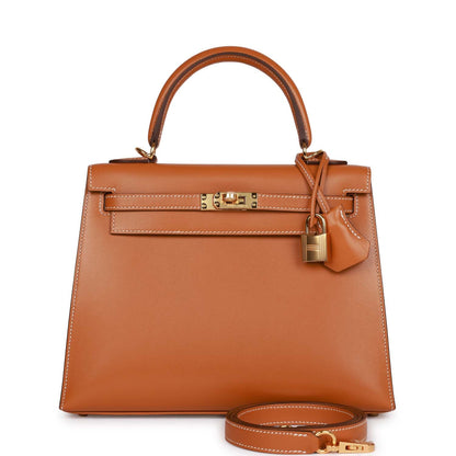 Hermes Kelly 25 Sellier Natural Sable Butler Gold Hardware